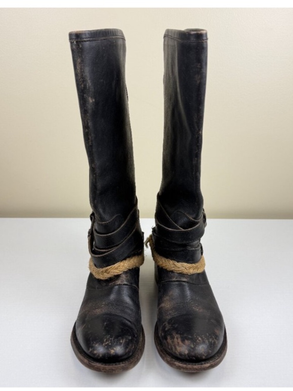 Freebird By Steven Drove Women's Distressed Black mid-calf Leather Boots - Picture 2 of 13